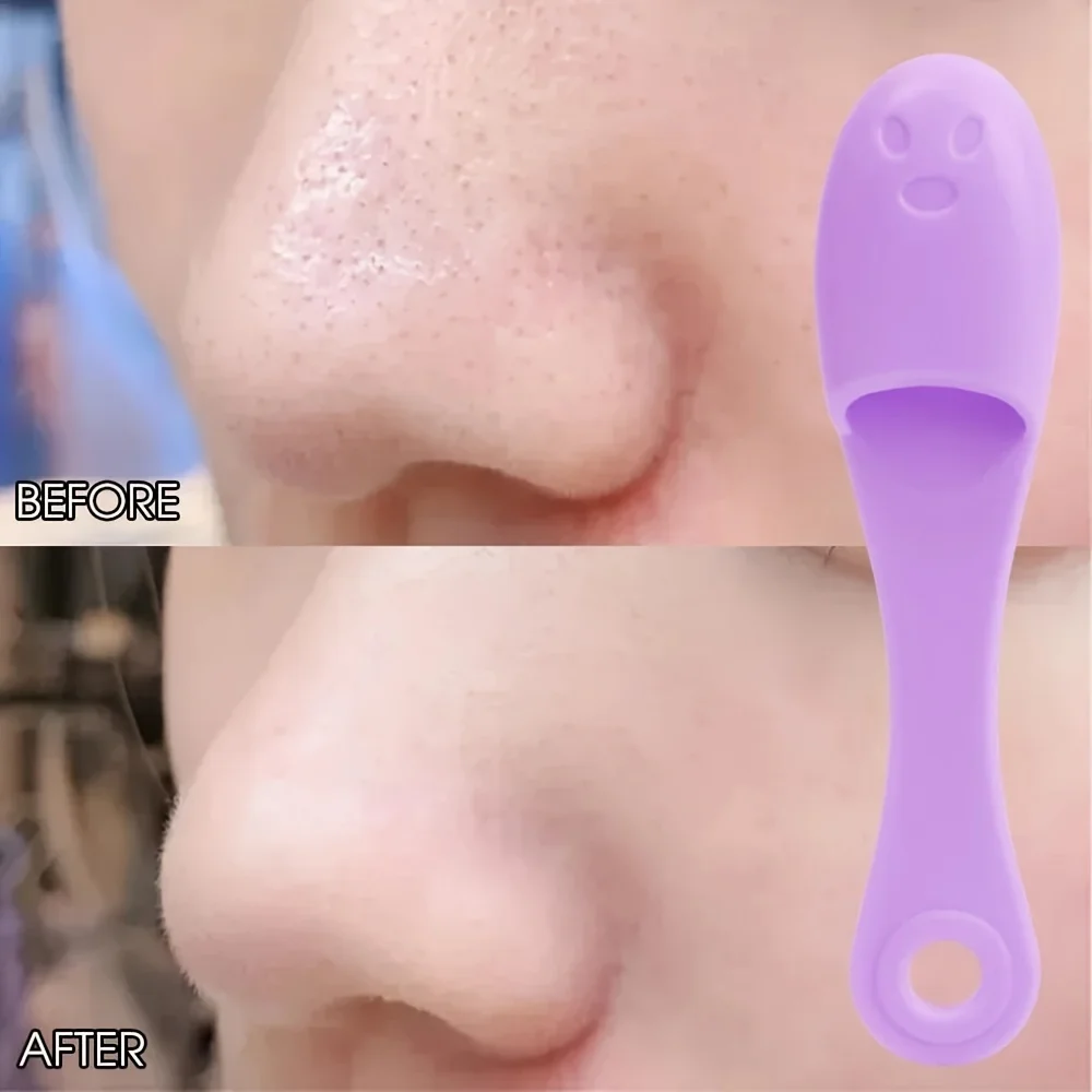 1pcs random color Silicone Nose Brush Facial Pore Cleaner Portable Blackhead Double-sided Massage Brushes Beauty Cleaning Tool view 4