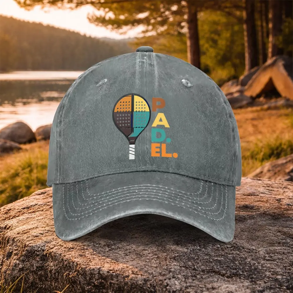 1pc Casual All-Match PADEL Board Tennis Print Washed Baseball Cap Suitable for Golf, Casual Wear And Outdoor Activities Golf Acc