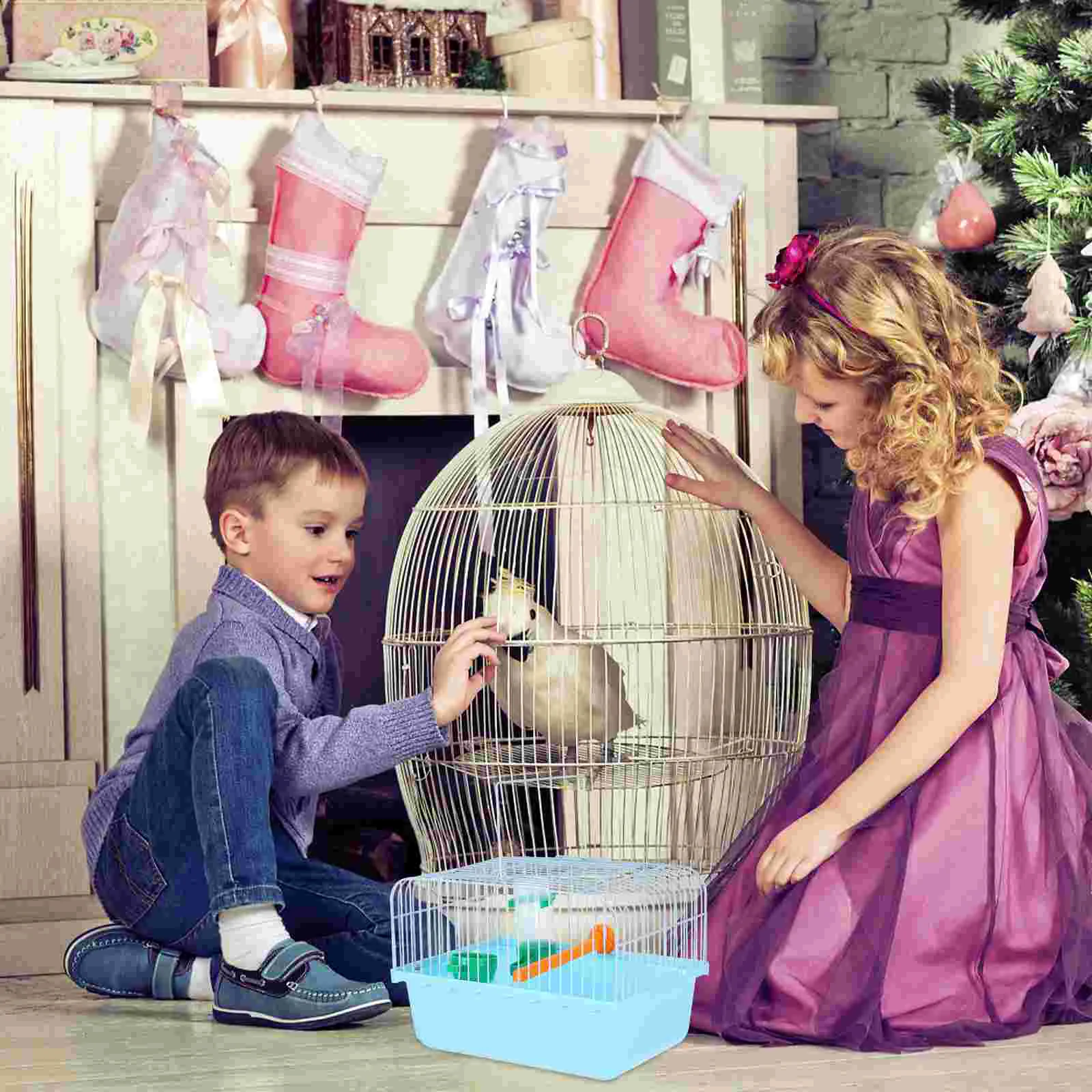 

Portable Bird Cage for Parrots Lovebirds Perch Food Box Water Dispenser Travel Pet Carrier Small Animals Safe Comfortable