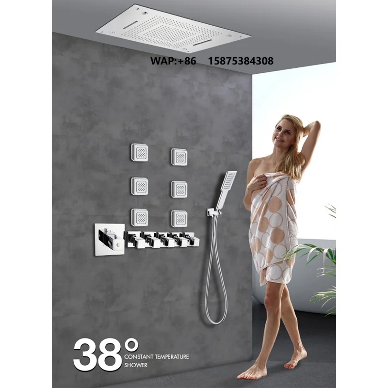 All Copper Embedded Concealed US Shower Head Set Temperature Controlled Concealed 4 Way Shower Mixer Set Bathroom