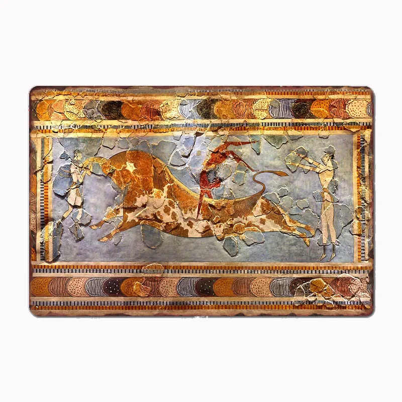 

Minoan Times - Dancing with The Bulls Metal Sign Poster Garage Room Decor Automobile Club Custom Tin Vintage Home Decor
