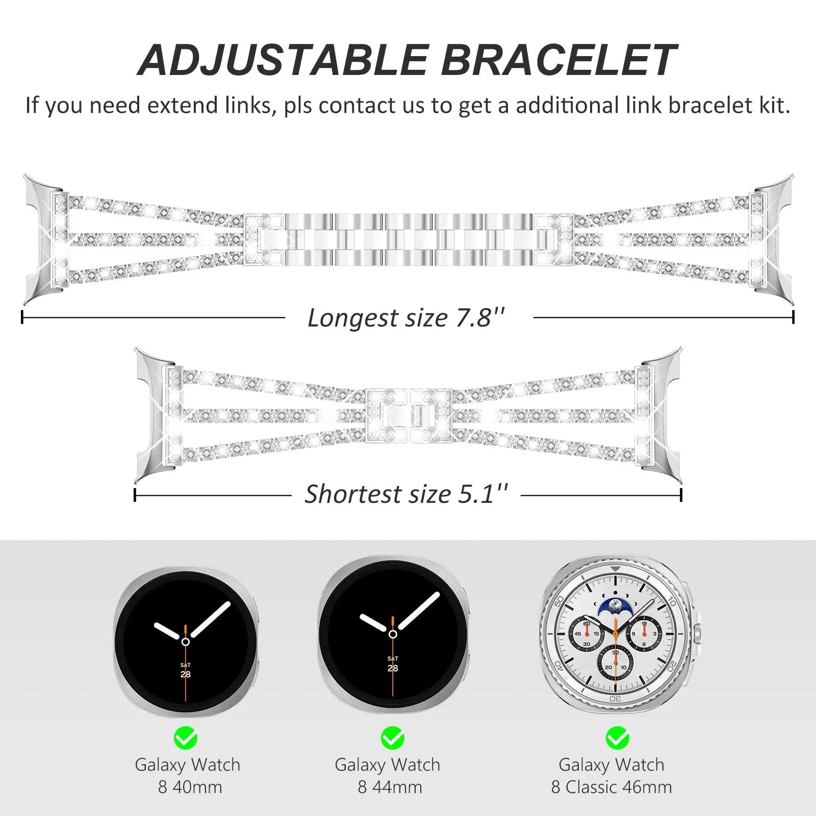 Diamond Strap For Samsung Galaxy Watch 9/8 44mm 40mm Luxury Women Correa Bracelet For Galaxy Watch 8 Classic 46mm Accessories
