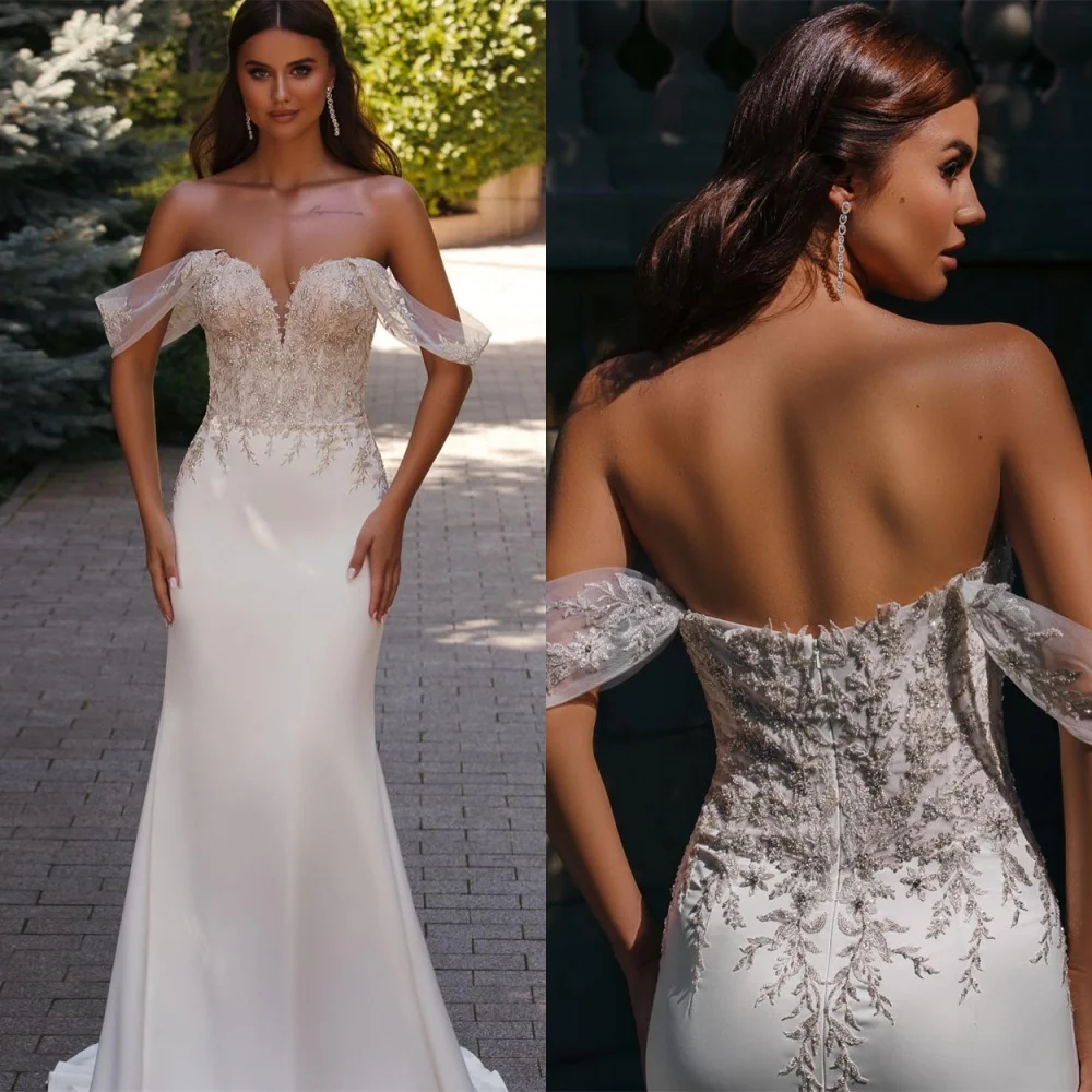

Customized Delicate White Jersey Wedding Dress Exquisite Strapless Vestido De Novia High Quality Zipper Back Robe de mariée