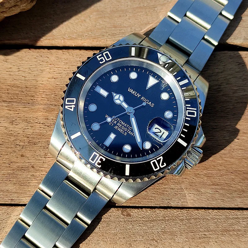 Vakuy Automatic Men's 40mm Mechanical Watch Miyota 8215 Movement Diving Ghost Business Sapphire100M waterproof BGW9 Luminous