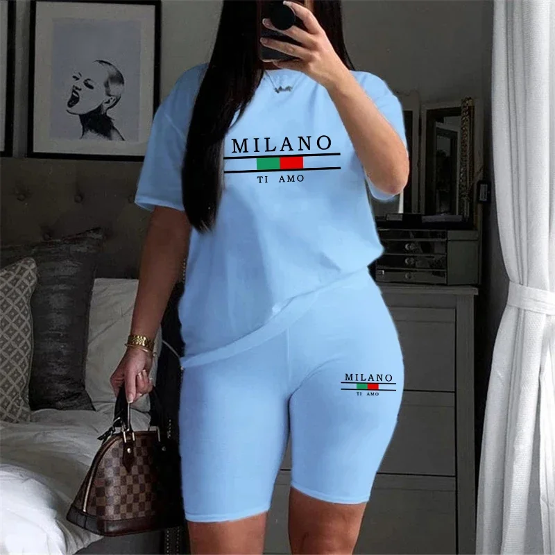 Daily Short Sleeve Tracksuit Quality Matching Sets Casual Woman Clothing Summer Two Piece Set for Women T-Shirts O-Neck Shorts