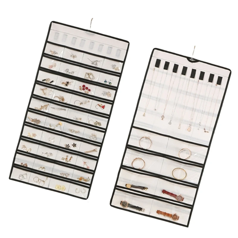 Space Saving Jewelry Organizers with Clear Pockets for Jewelry Storage