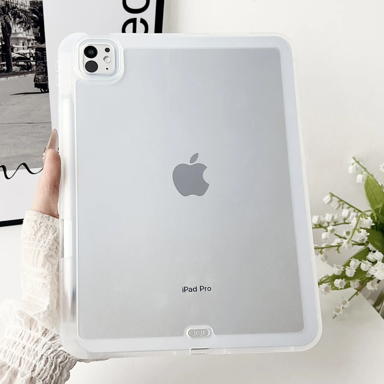 

with Pencil Slot Tablet Case For iPad A16 M3 2025 2024 6 7 8 9 10th 11th Generation Case Air 4 5 Pro 11 Mini7 A17Pro Clear Cover