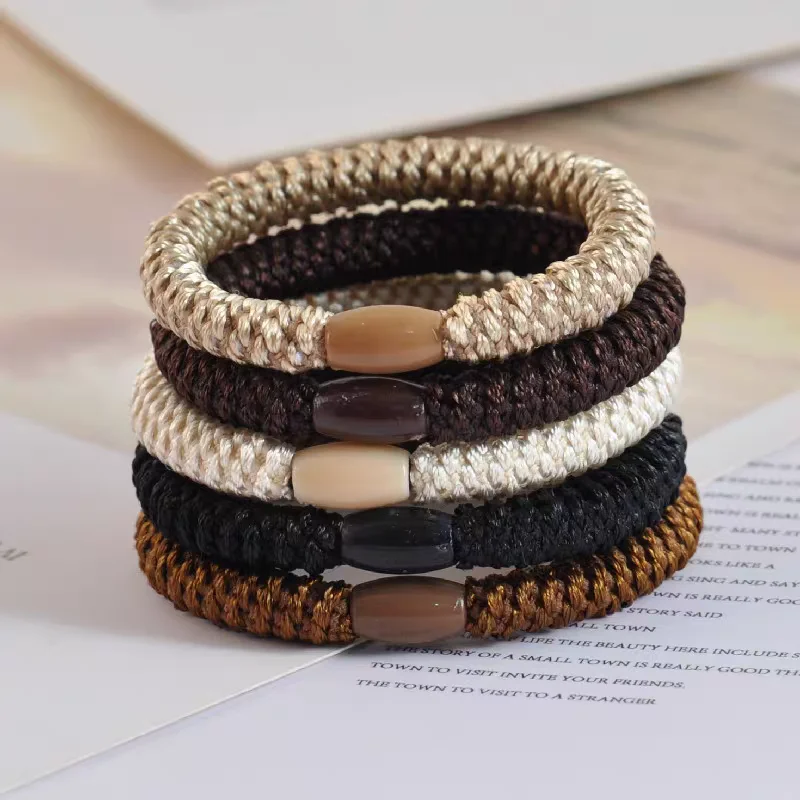 

4PC Hot European and American Candy Khaki Color High Elasticity Hair Ties for Women Girls Ponytail Holder Hair Accessories