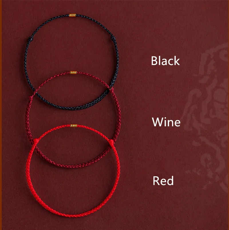 Hand Braided Red Rope Bracelet Copper Lucky Bead Hand Rope Couple Bracelet Simple Buckle Ethnic Original Female Accessory