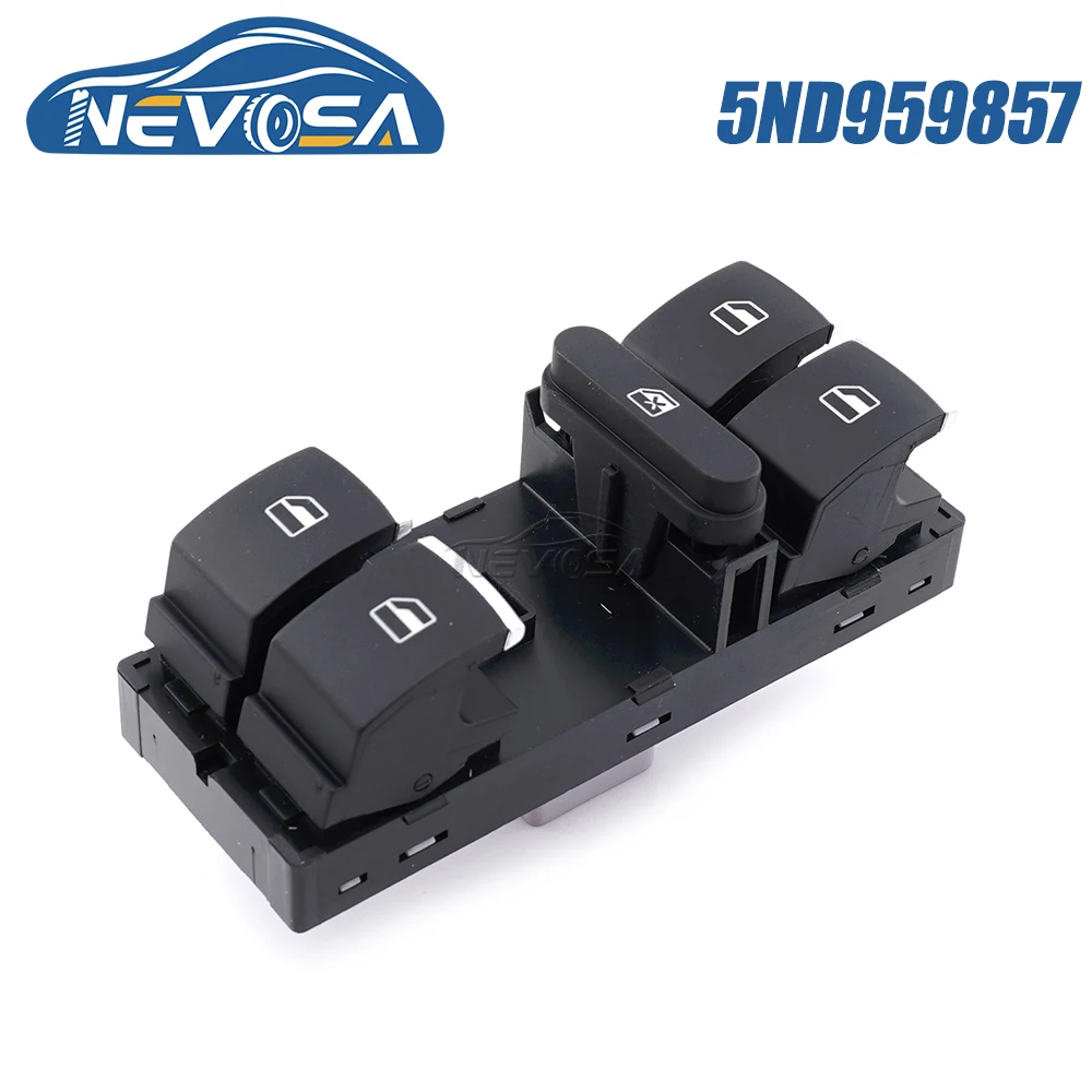 

NEVOSA 5ND959857 For VW Touran Tiguan Passat B6 B7 CC Golf Mk5 MK6 Jetta AMAROK Power Driver Master Window Control Switch Chrome