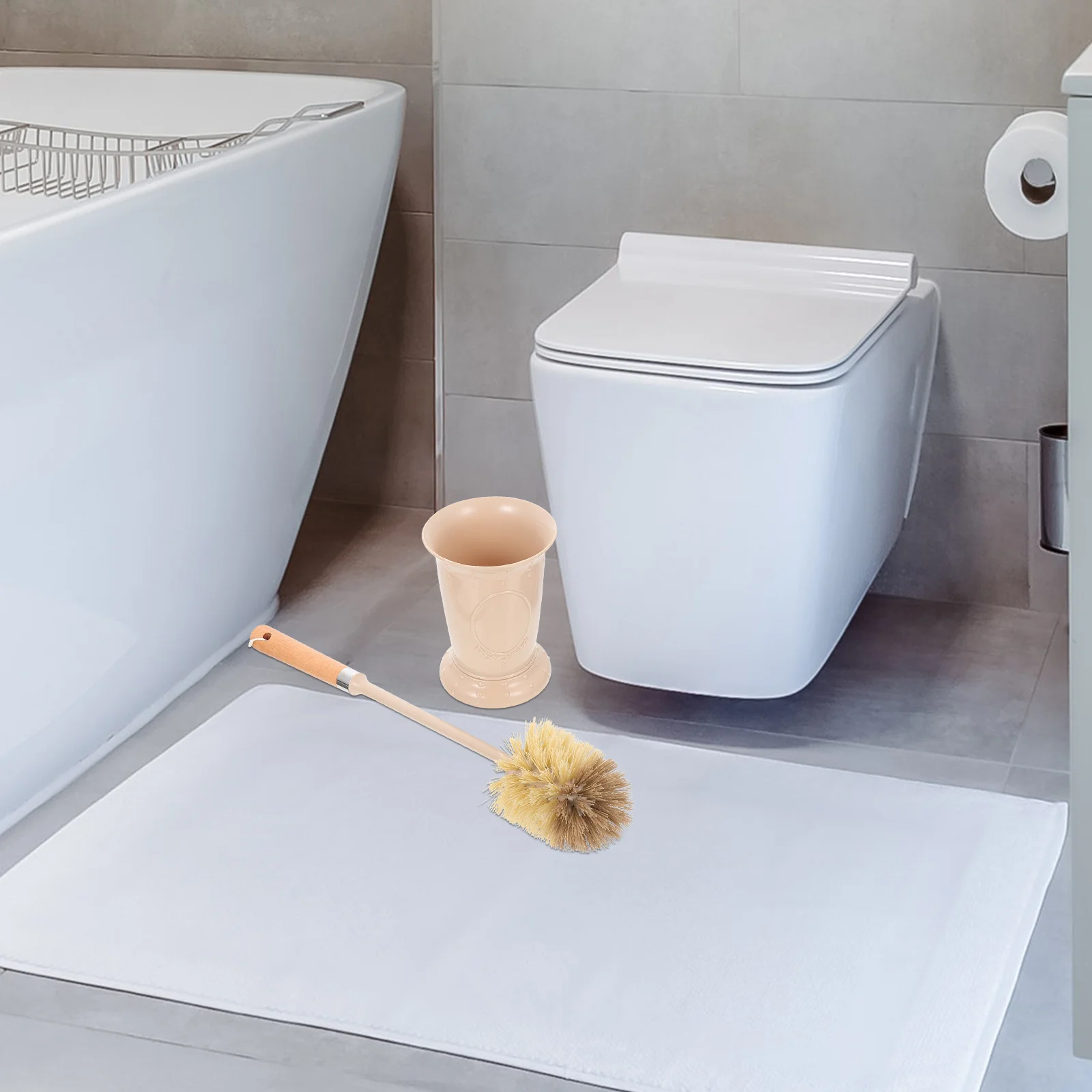 مجموعة فرشاة المرحاض المنزلية، مقبض خشبي طويل، تصميم مريح لتنظيف الحمام، المنزل، الفندق، الأماكن العامة، المرحاض الصحي #1