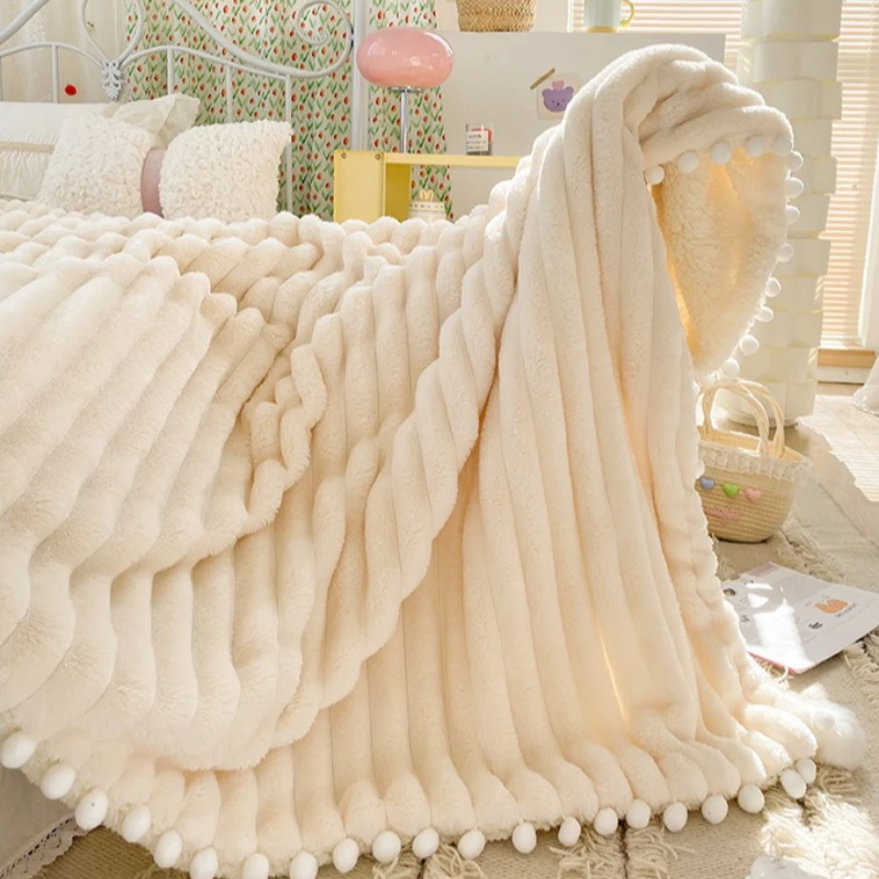

Lamb Wool Blanket Thickened in Winter Warm Skin Friendly Breathable Office Nap Air Conditioning Sofa Blanket Shawl Cover Blanket