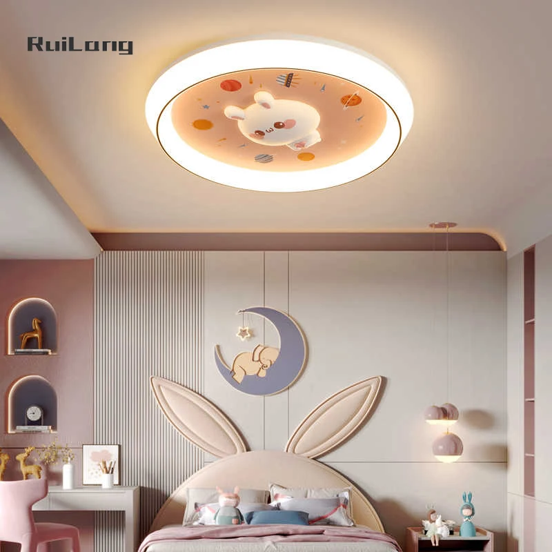 

Cartoon Rabbit Ceiling Light Kids Bedroom Girls Baby Chandelier for Childrem Room Cute Pink Decor Bunny Led Ceiling Lamp Plafon