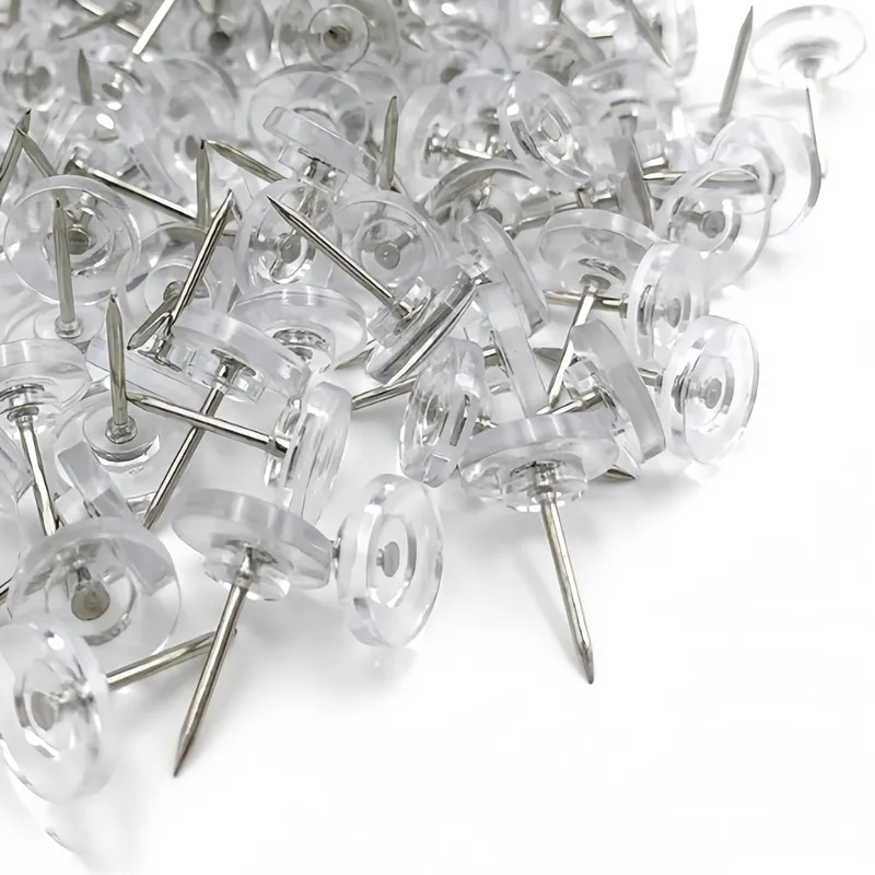 Reusable Wall Safe Transparent Board Pins 156 pcs, perfect for DIY Decoration Wall, Easy Push Sharp Pin