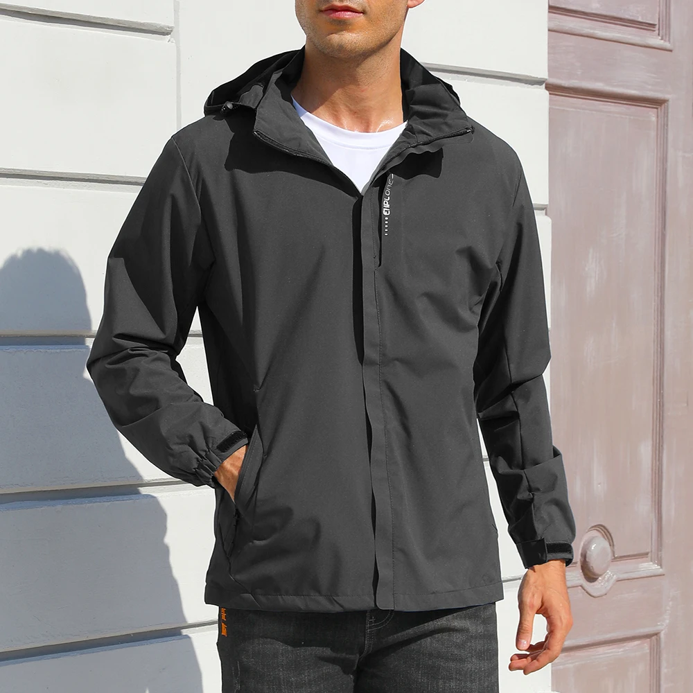 Chaqueta con capucha para hombre al aire libre, chaqueta informal a prueba de viento con cremallera, abrigo para escalada, Camping, senderismo, moda masculina, prendas de vestir ajustadas