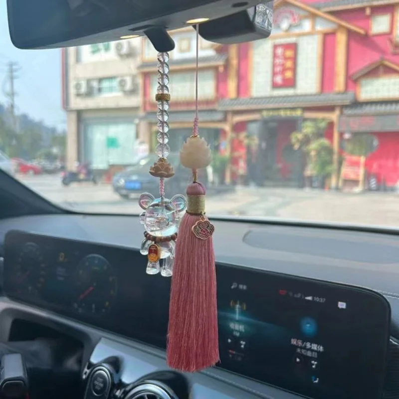 Mahogany Car Pendant Car Interior Hanging Accessories Cute Peace And Joy Elegant White Jade Bodhi Root Handmade Ori Lukcy Chamrs