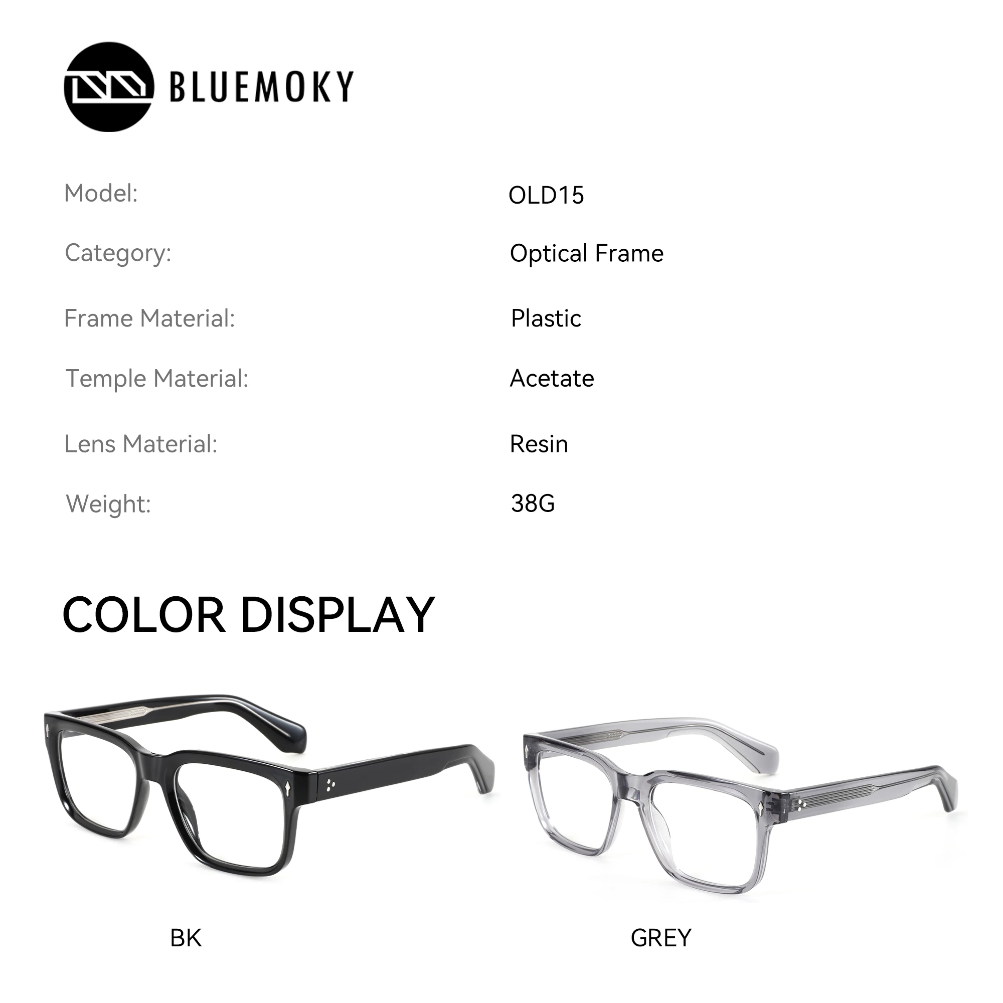 Occhiali da vista personalizzati quadrati in plastica BLUEMOKY, miopia progressiva da uomo, fotocromatici, abbinati a occhiali