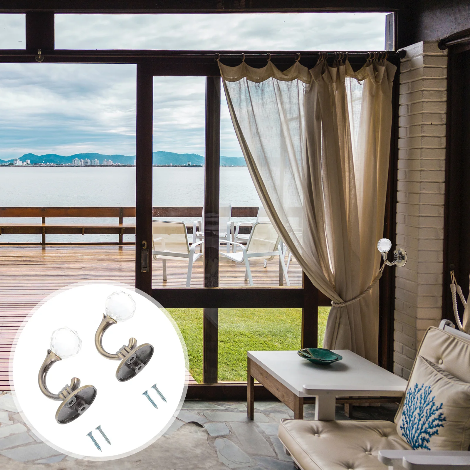 

2Pcs Zinc Alloy Crystal Curtain Hooks Decorative Curtain Hangers Creative Home Bathroom Dressing Room Accessories Bronze