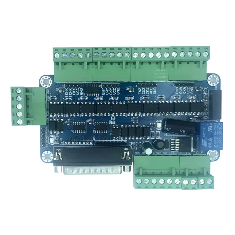 5-axis parallel port control card supports MACH3, KCAM4, EMC2, can be connected to DC 12V-36V power supply, and can share power