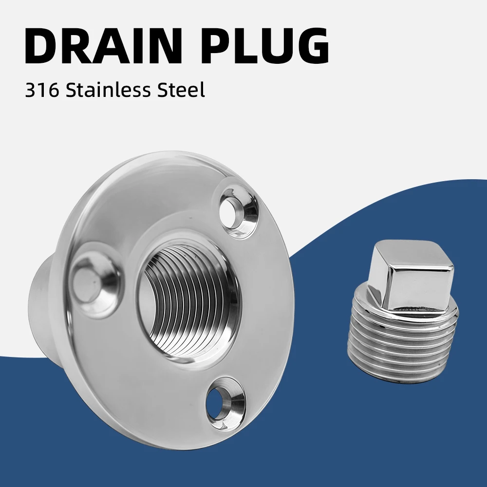 Kayak Tail Outlet Sewage Vent Drain Plug 1 Inch 316 Stainless Steel with Screw Replacement Boat Marine Hardware Accessories
