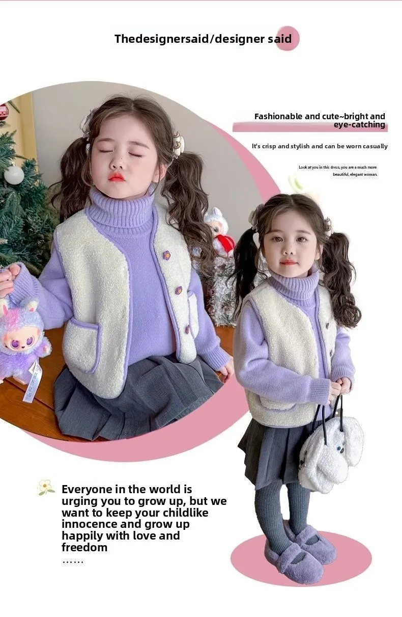 2026 Herbst Winter Baby Polar Fleece Warme Weste Mädchen Plüschweste Einreihig Kinder Warme Modische Warme Jacke – Detail 10