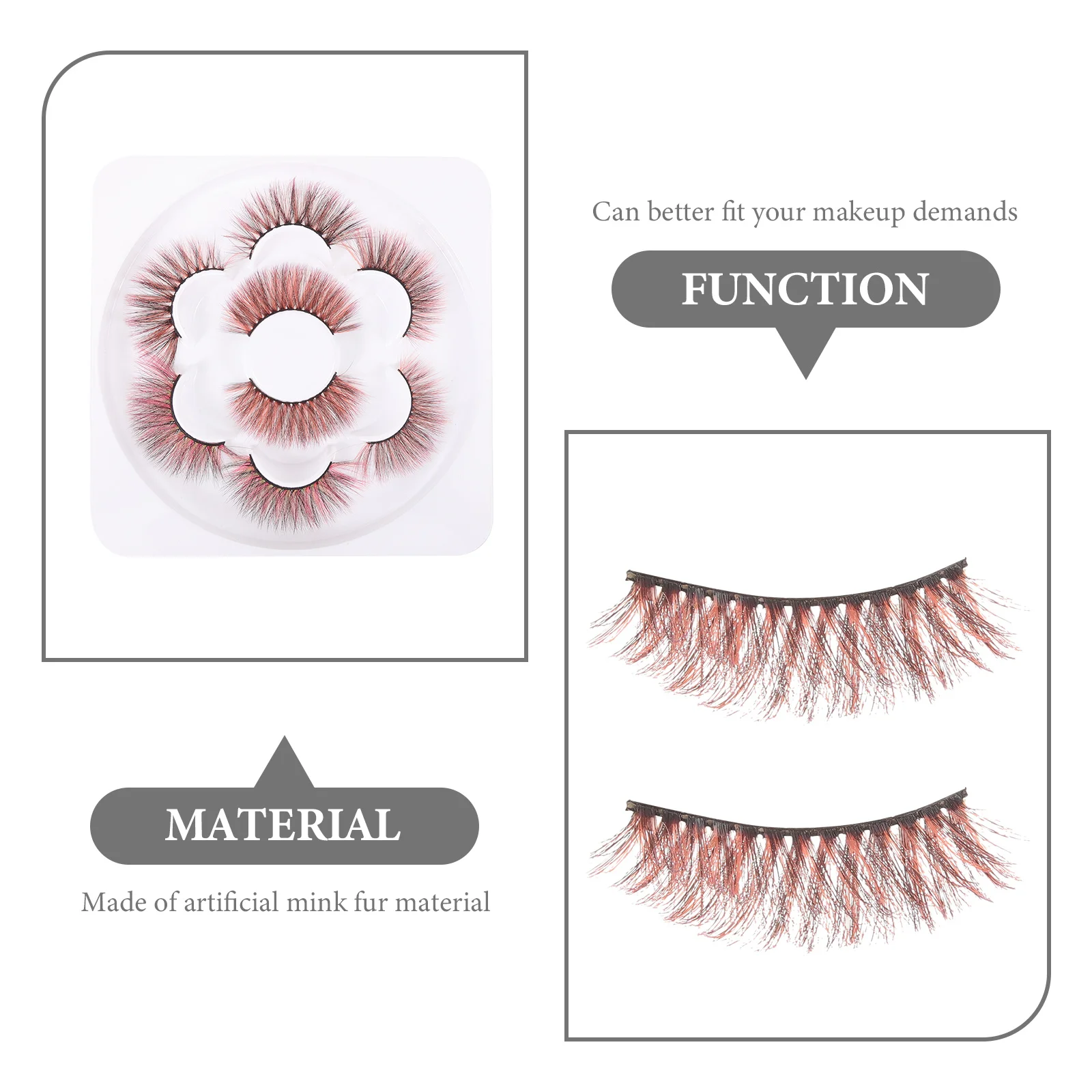 

4Pairs False Eyelashes Natural 3D Wispy Colored Fake Lashes for Women Makeup Fashion Delicate Curly Lashes Pack