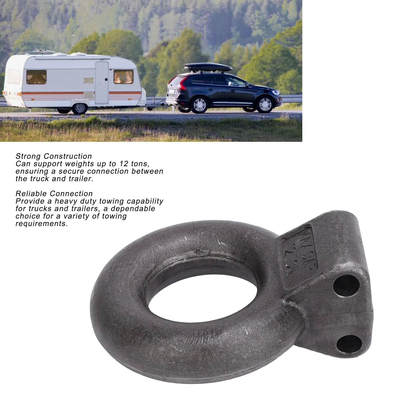 

Pintle Hitch Lunette Ring Sturdy Construction Towing Eye Pintle Hitch Lunette Ring 12 Ton Load Heavy Duty for Trailer
