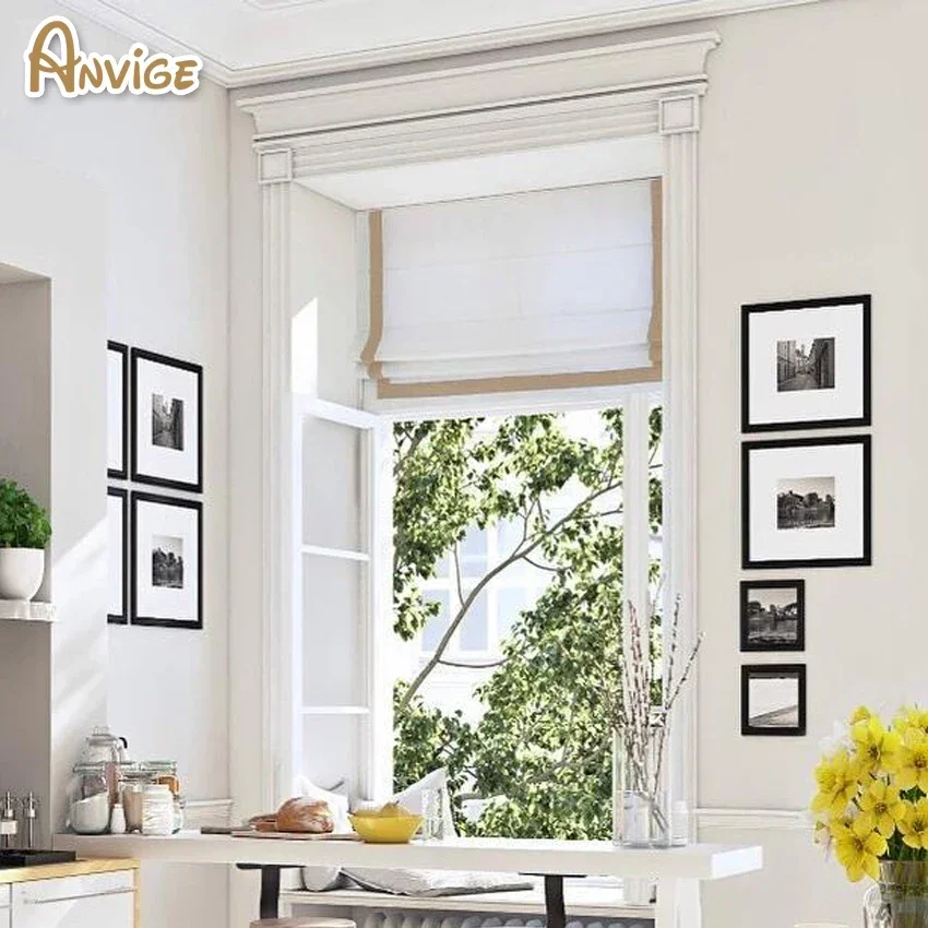 Stripes Full Blackout/Light Filter Roman Shades ,Easy Install Washable Curtains ,Customized Window Curtain Drape Roller Blinds