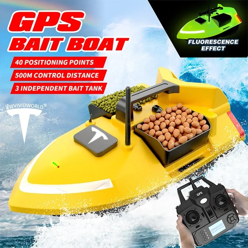 

VWVIVIDWORLD,GPS RC Fishing Bait Boat,Double Battery,500M Remote Control,Fish Finder,2Kg Loading,Automatic Cruise/Return,VX