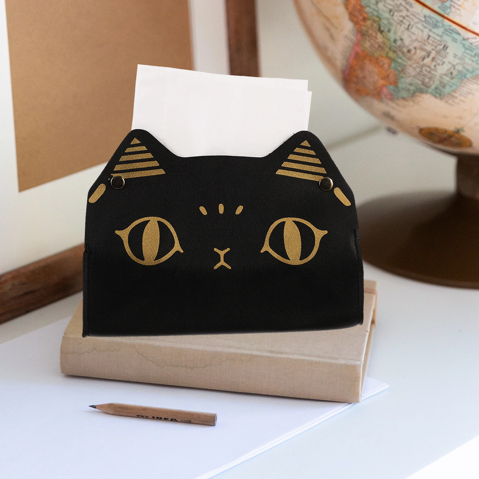 

Cat Tissue Box Holder Paper Towel Dispenser Napkin Storage Cute Cat Ear Design For Home Office Car Hotel Large Capacity