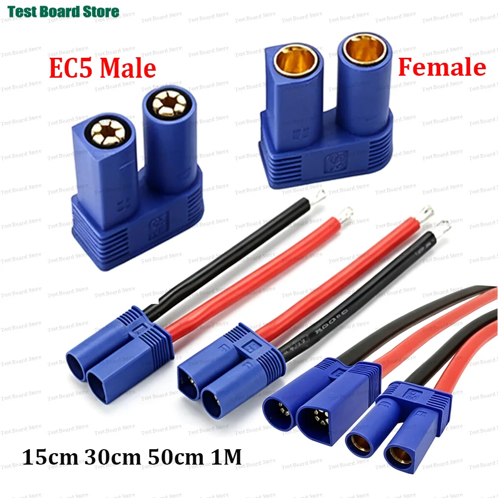 

EC5 Male Female Bullet Connector Plug Pigtail Cable 15cm 30cm 50cm 1m 10AWG Silicone Wire for RC Lipo Battery FPV Car Boat
