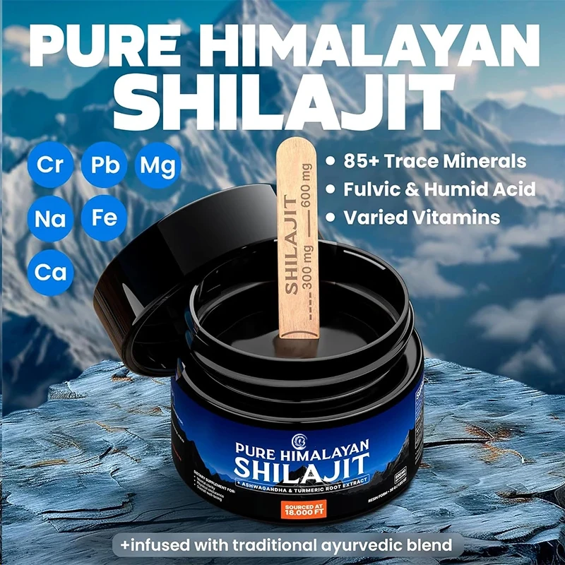 Shilajit resin supplement - Himalayan pure organic resin, containing humic acid, humic acid, and 85+trace minerals and vitamins