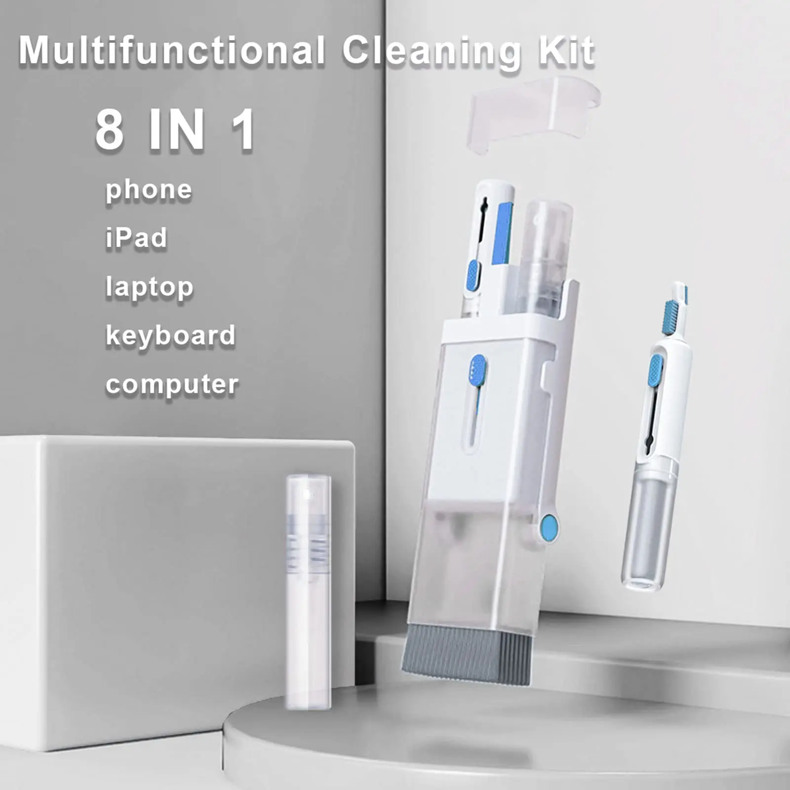 8 in 1 Electronic Cleaning Kit Phone Holder Earphones Computer Keyboard Cleaner Brush  Cleaning Tools for Airpods Laptop iPhone
