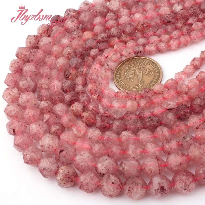 6/8/10mm Faceted Strawberry Quartz Bead Natural Stone Beads For DIY Necklace Bracelats Earrings Jewelry Making 15\