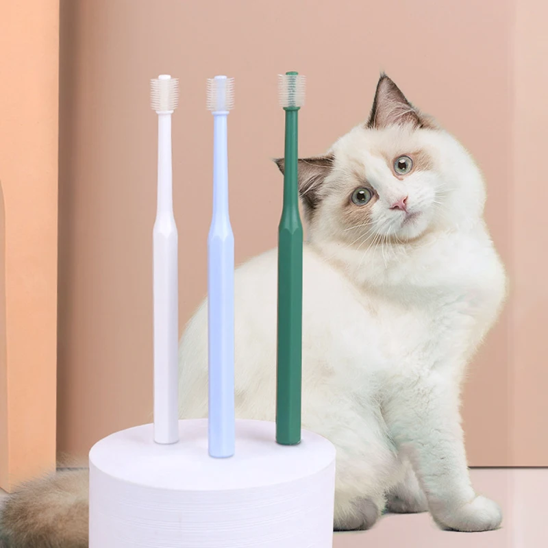 

360 Degree Soft Nylon Pet Cat Toothbrush Practical Small Brush Head Teeth Care Oral Cleaning Tooth Brush for Kitten Chihuahua