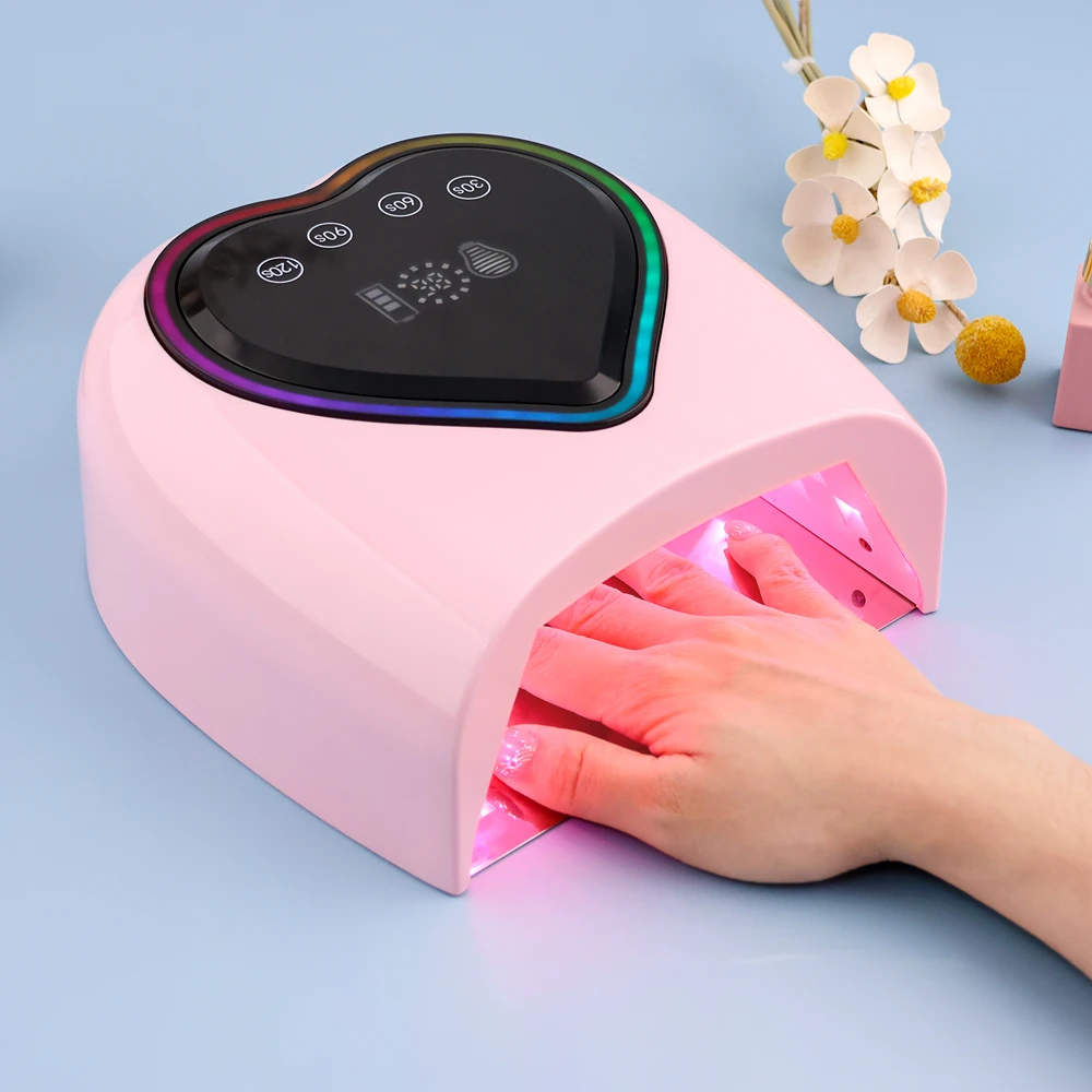 Professional Rechargeable Nail Dryer Nail Lamp 98w UV Lamp Nail Curing Lamp LED Battery Charging Rainbow Light