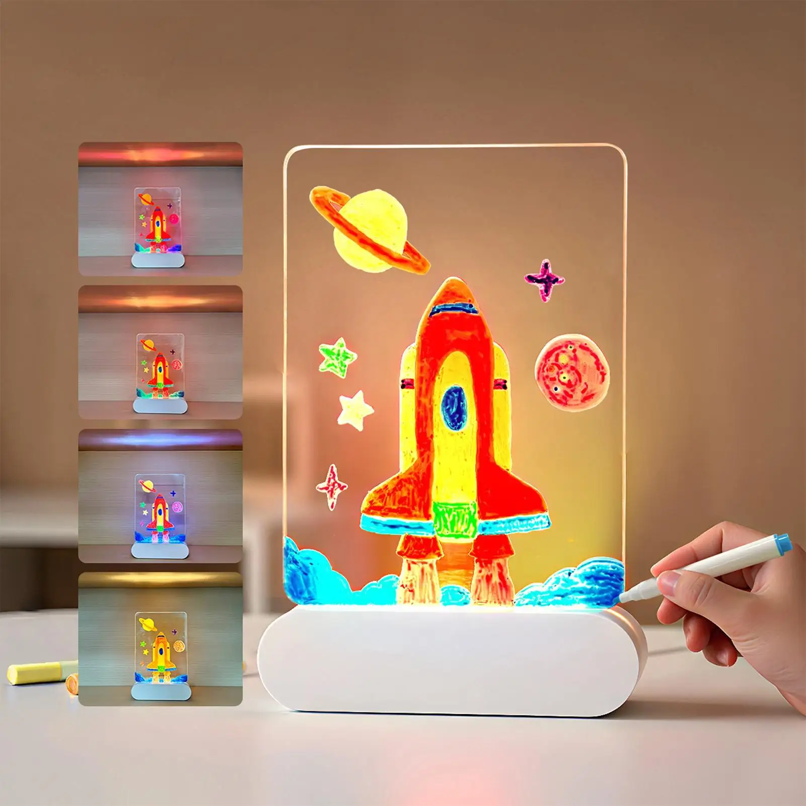 Tablica LED do rysowania dla dzieci, tablica LED 3D z możliwością ładowania, zabawki do rysowania wielokrotnego użytku, akrylowa tablica do rysowania dla chłopców, dziewcząt, nastolatków, do domu, szkoły, biura
