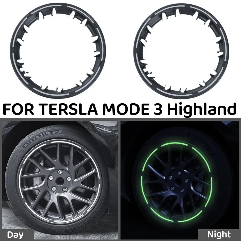 Per Tesla Model 3 Highland anello di protezione del mozzo della ruota luminoso Half Pack Hubcap copriruota accessori per auto 4 pezzi