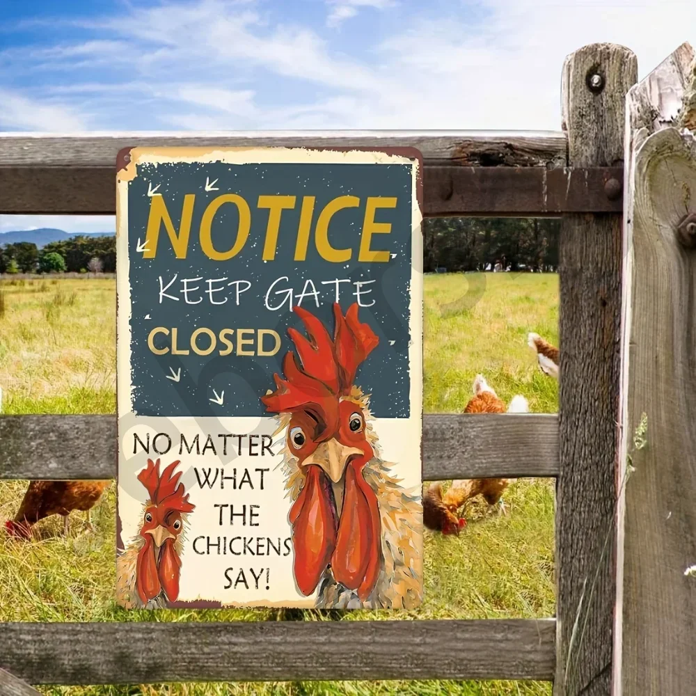 Crazy Chicken Coop Sign: Vintage Metal Welcome Plaque, Full of Fun and Character, Perfectly Embodying a Farmhouse Style, Ideal for Use as a Chicken Coop or Kitchen Decoration, and a Perfect Farm Gift Choice