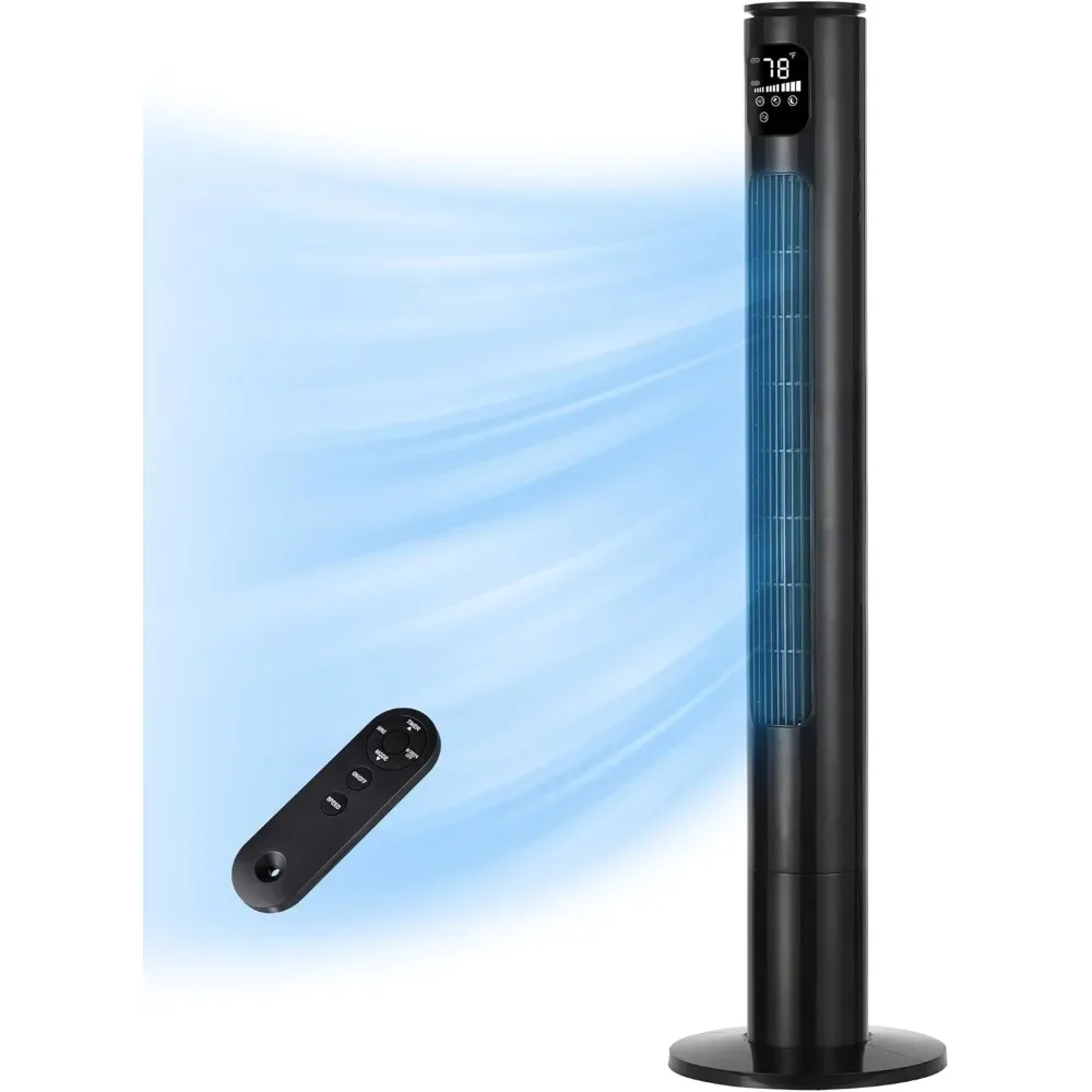 مروحة برجية 46 بوصة مع جهاز تحكم عن بعد، مروحة 28 قدم/ثانية لغرفة النوم مع مؤقت 24 ساعة، 120 °   مروحة متأرجحة مع 3 سرعات و3 أوضاع