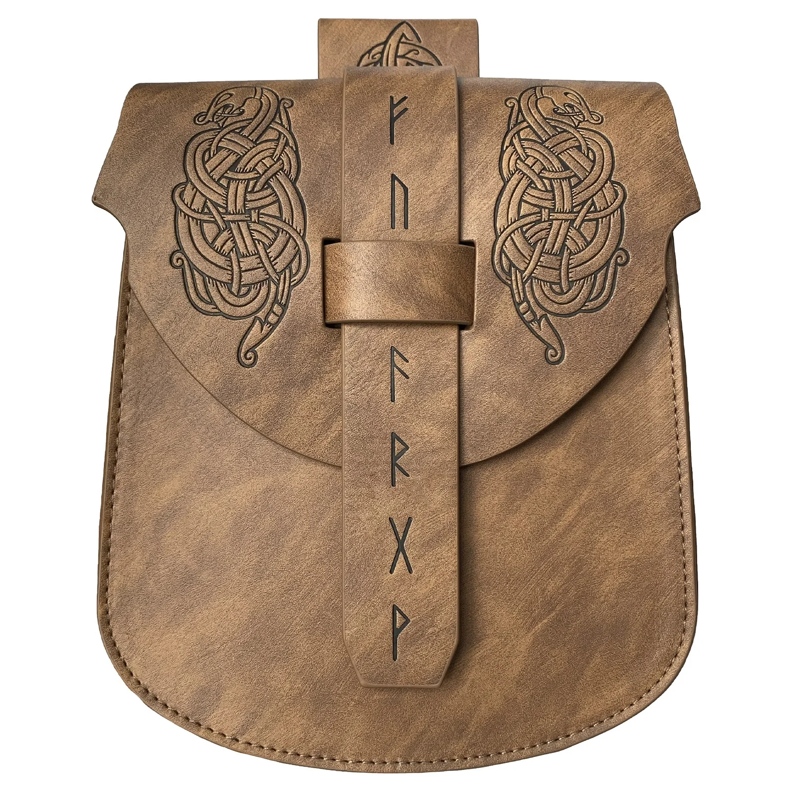 

1pc medieval embossed drawstring square bag Nordic Viking style retro Viking role-playing and Renaissance event Halloween LARP