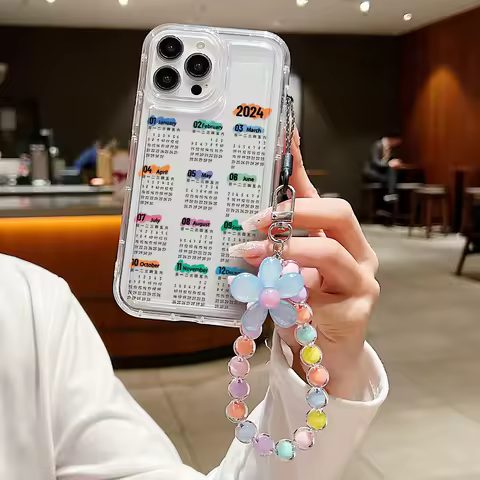 2024 Calendar Hang Chain Case for Samsung A55 5G A54 A53 A52 A34 A33 A24 A23 A22 A14 A13 S24 Ultra S23 S22 Plus S21 S20 FE Cover