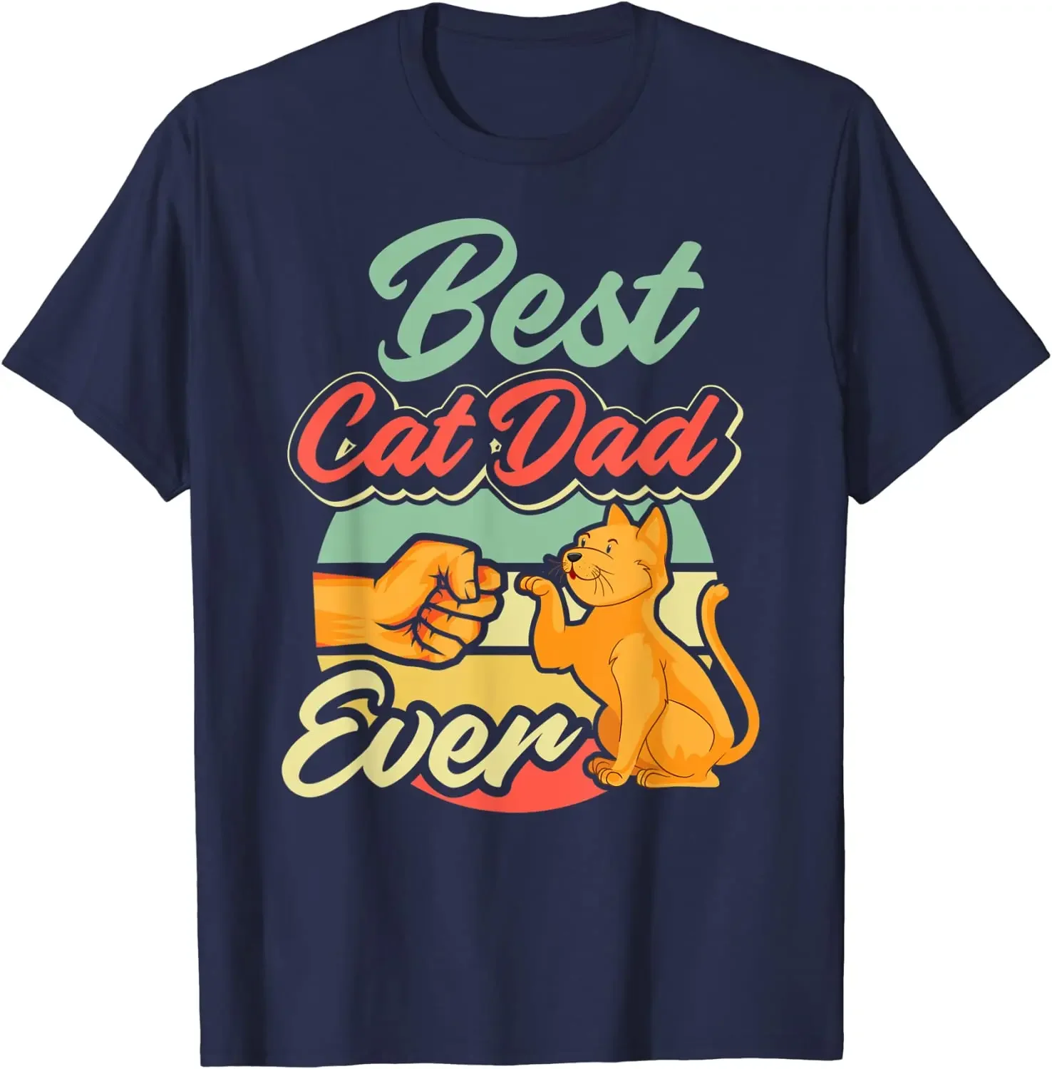 Best Cat Dad Ever Retro Vintage Best Cat Father Gift T-Shirt Casual Cotton Daily Four Seasons Tees Graphic T Shirts