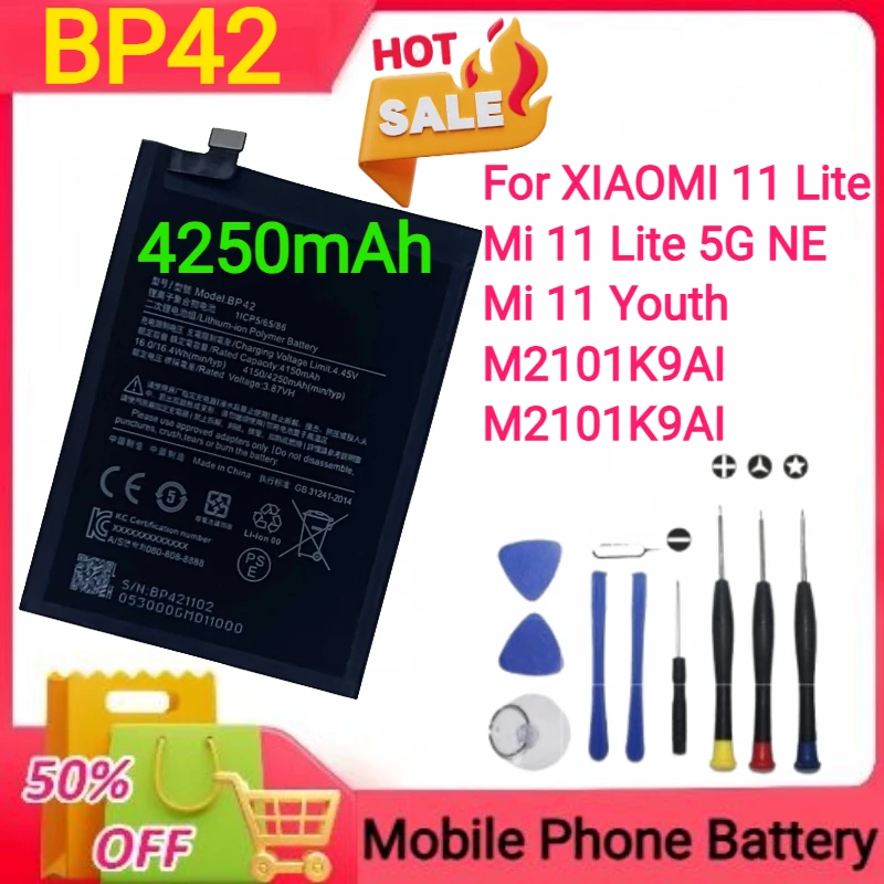 100% New 5000mAh BP4K for Xiaomi Poco X5 Pro 5G for Redmi Note 12 Pro/Poco F5 /Note 12 Turbo Mobile Phone Battery+Tools