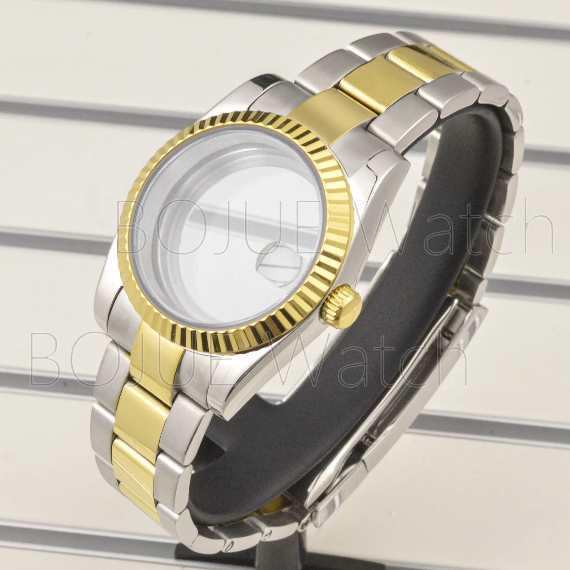 

NH35 NH36 36mm 39mm Middle Gold Clear Glass Steel Bottom Case Clear Glass Case Back Watch Case Strap for Datejust Movement