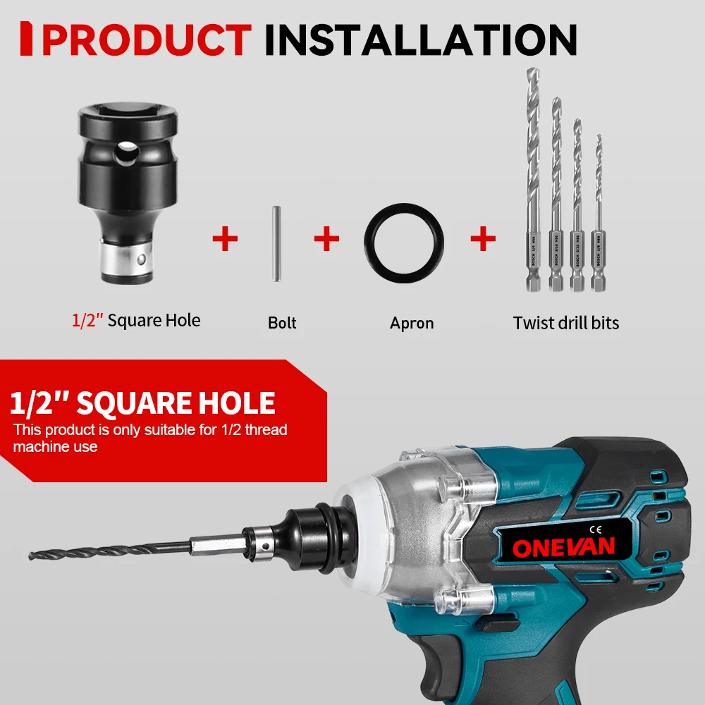 ONEVAN 44Pcs Set Electric Impact Wrench Hexs Socket Adapter Kit Drill Chuck Drive Adapter For Cordless Drill Wrench Screwdrivers