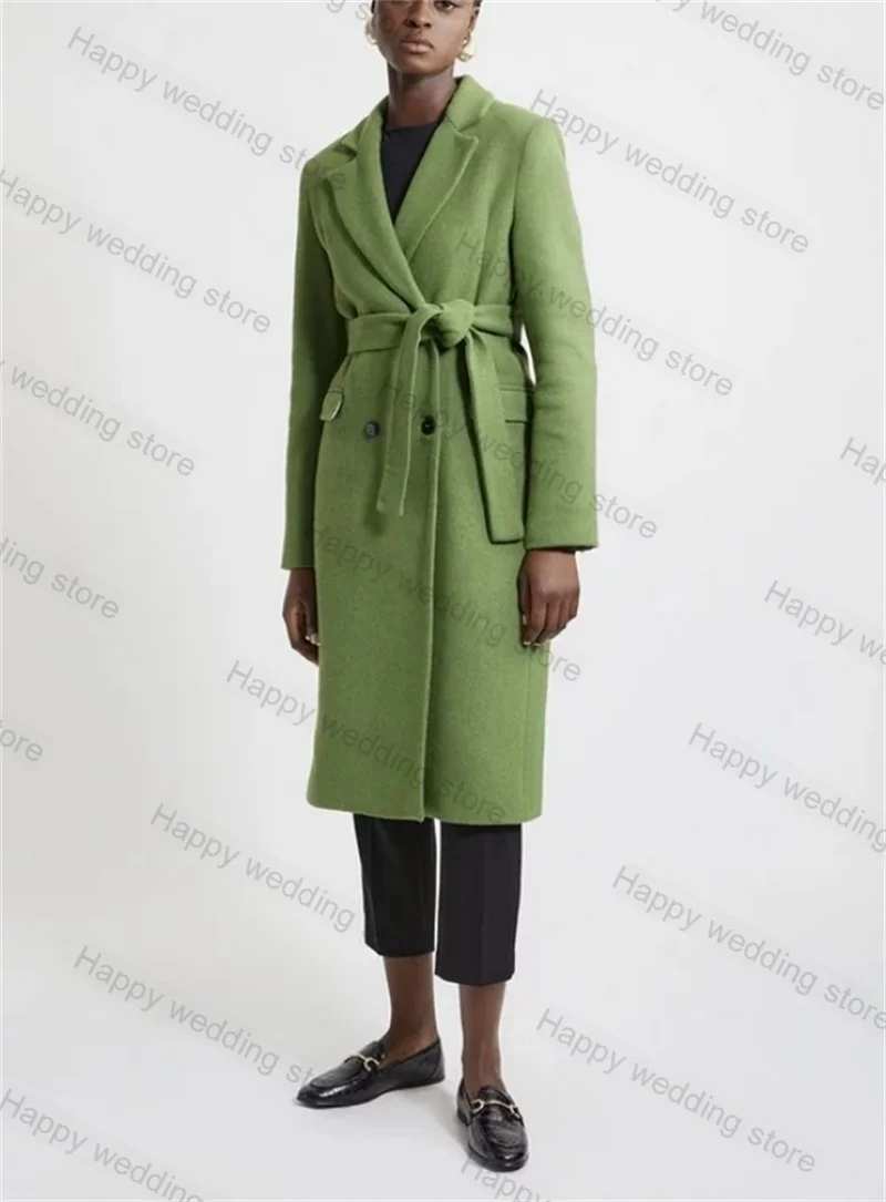 

Green Cashmere Wool Formal Women Suit 1 Piece Long Blazer Maxi Prom Dress Office Lady Winter Warm Overcoat Jacket Customized