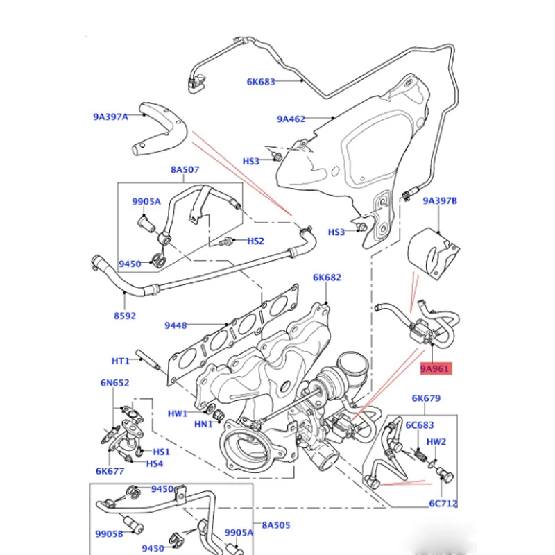 LR074184  LR032318 LR048511 Valve - Boost wastegate valve - Turbocharger La nd Ro ve r