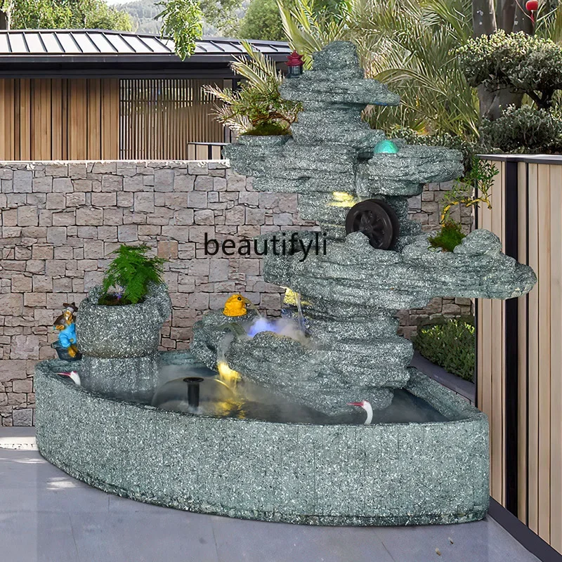 Large Artificial Mountain and Fountain Decoration Villa Courtyard Fish Pond Outdoor Garden Fish Tank Decorative Landscaping