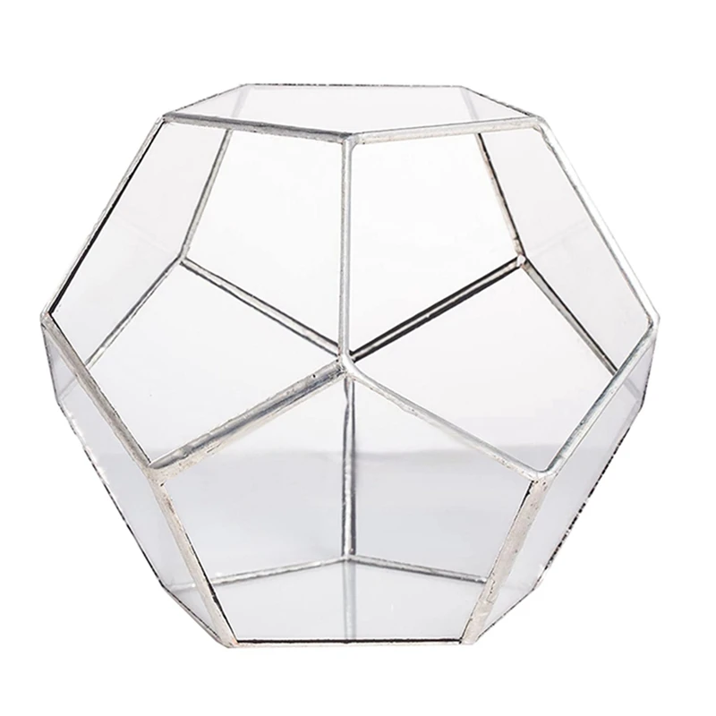 

Handmade Pentagon Glass Geometric Terrarium Garden Display Flower Pot Indoor Outdoor Tabletop Centerpiece Planter